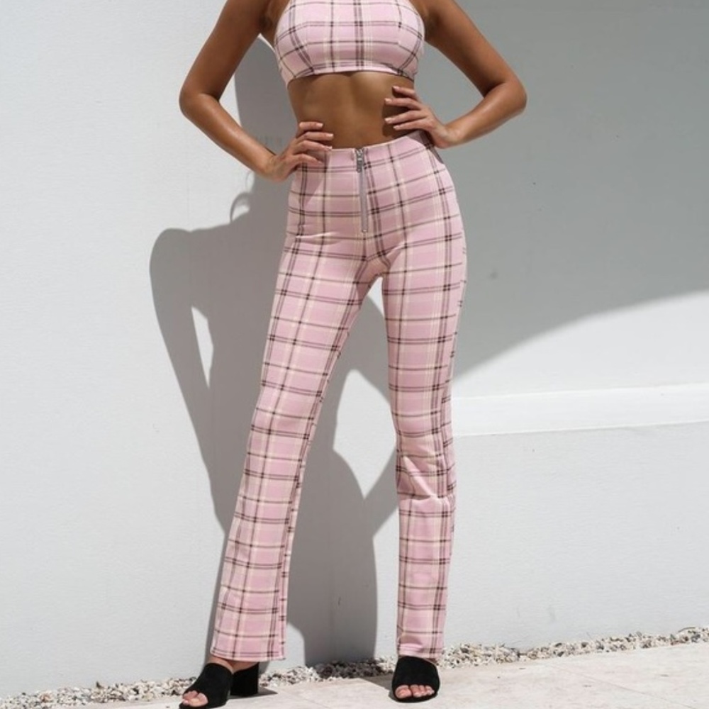 I AM GIA Pink Plaid Set